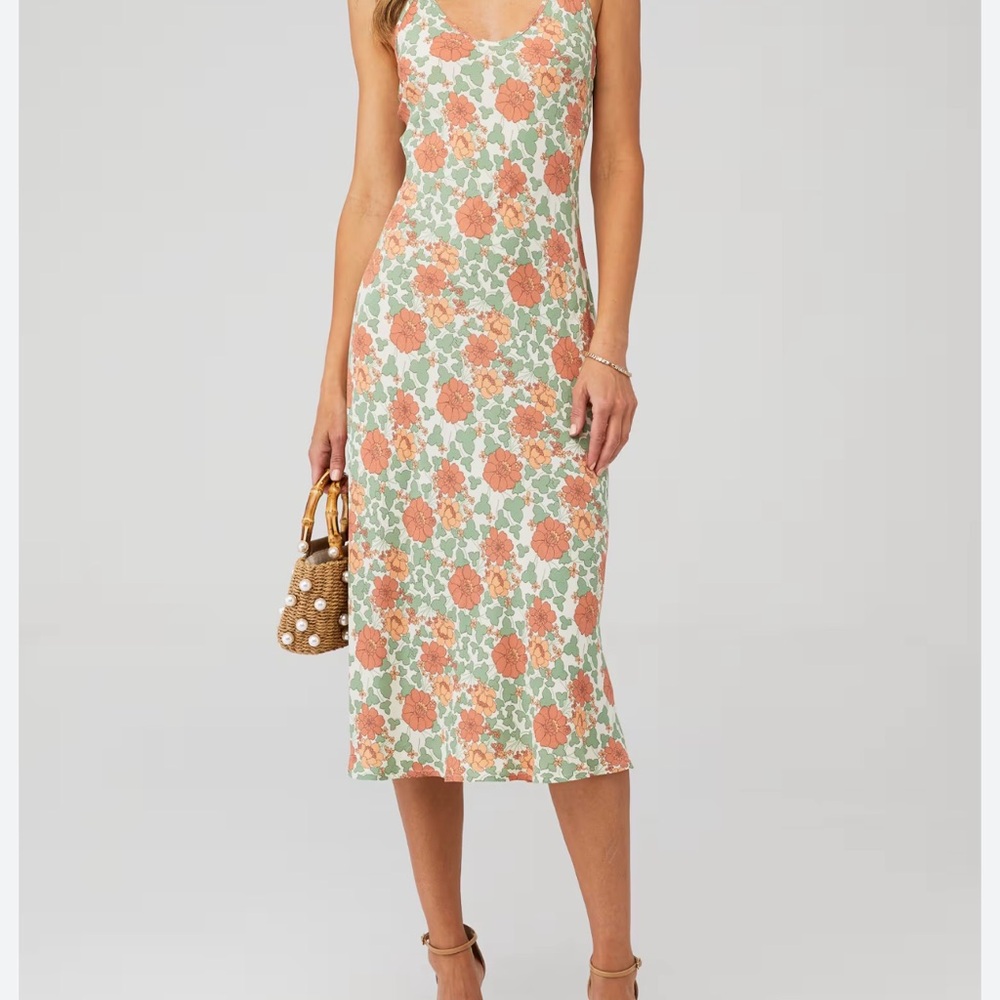 ROLLA'S rambling floral Margaux slip dress - apricot